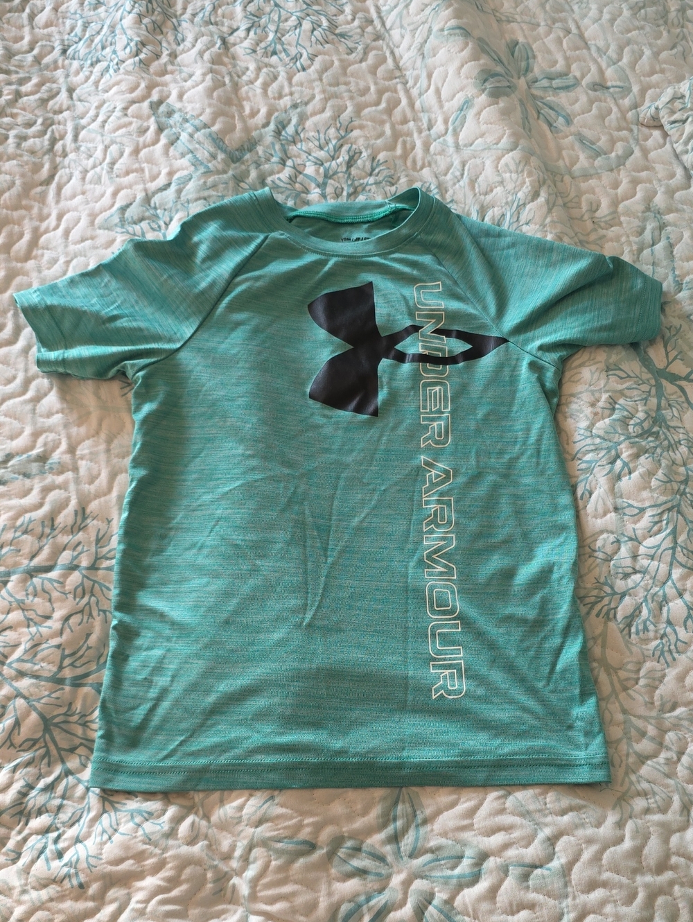 Under Armour Teal Short Sleeve Logo Tee for Kids